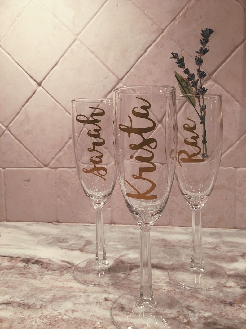 Bridesmaid Champagne Flutes Mother of the Bride Glass Etsy