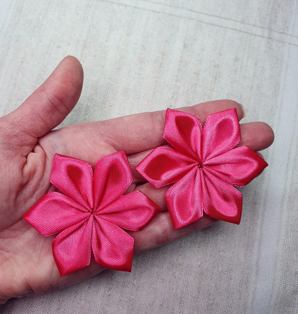 Fuchsia Unfinished Flower Supplies Handmade Ribbon Flowers