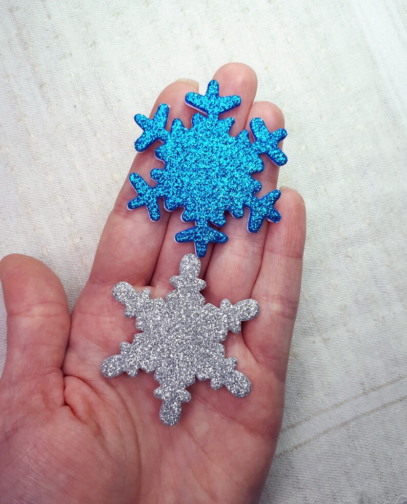 4 Mixed Foam Snowflakes SelfAdhesive Sparkling Snowflakes Etsy