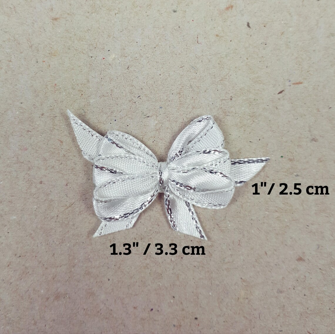 Silver White Ribbon Bows Applique Bows Silver White Etsy