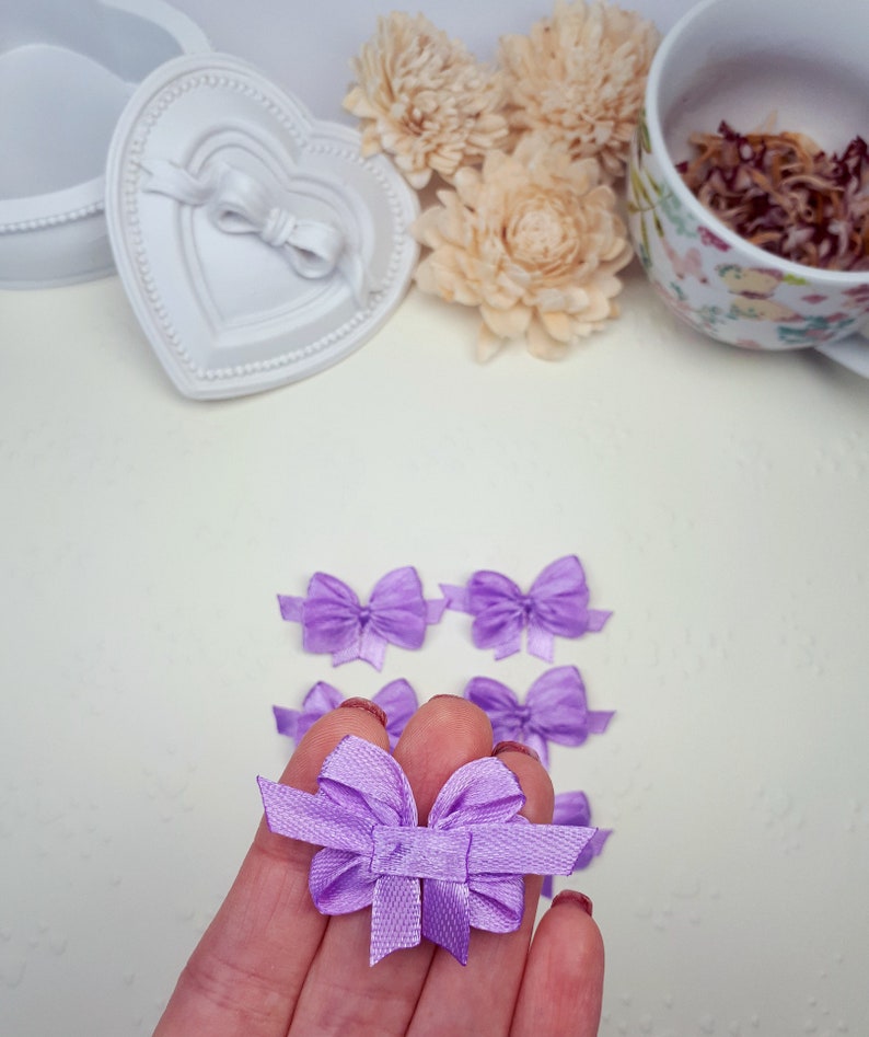 Lilac Satin Ribbon Bows Small Applique Bows Wedding Favor | Etsy