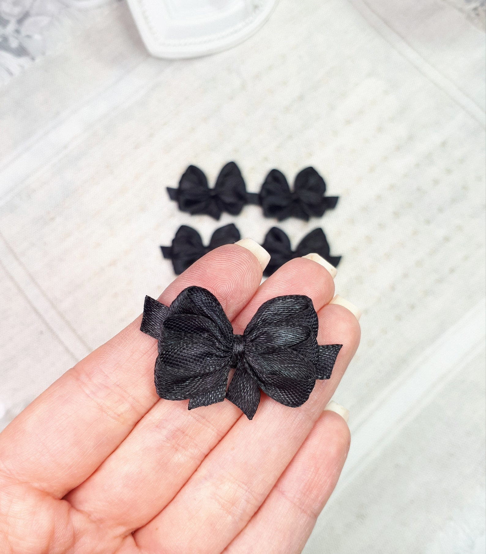 Black Craft Bows Satin Ribbon Bows Black Applique Bows Mini Etsy