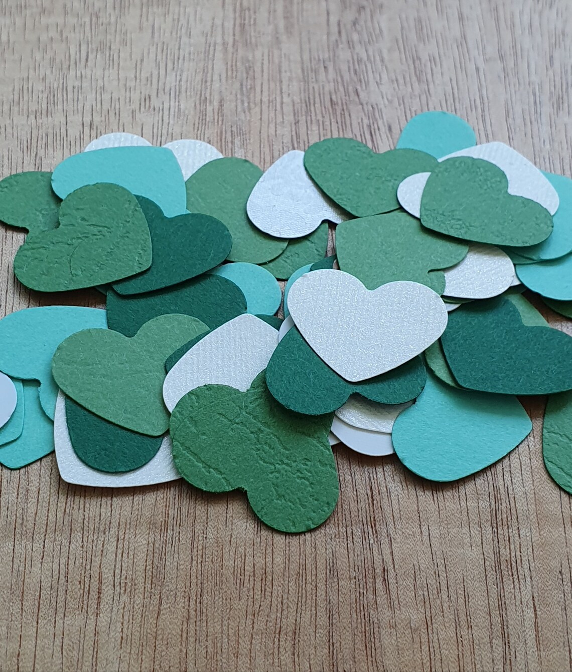 50 Pcs Mixed Green Cardstock Hearts Assorted Paper Hearts Etsy