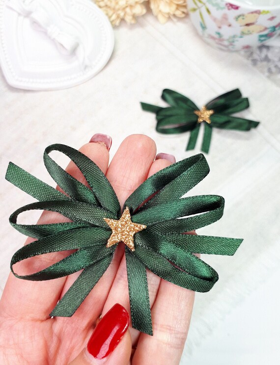Dark Green Big Ribbon Bows Gift Bows Christmas Decorative Etsy