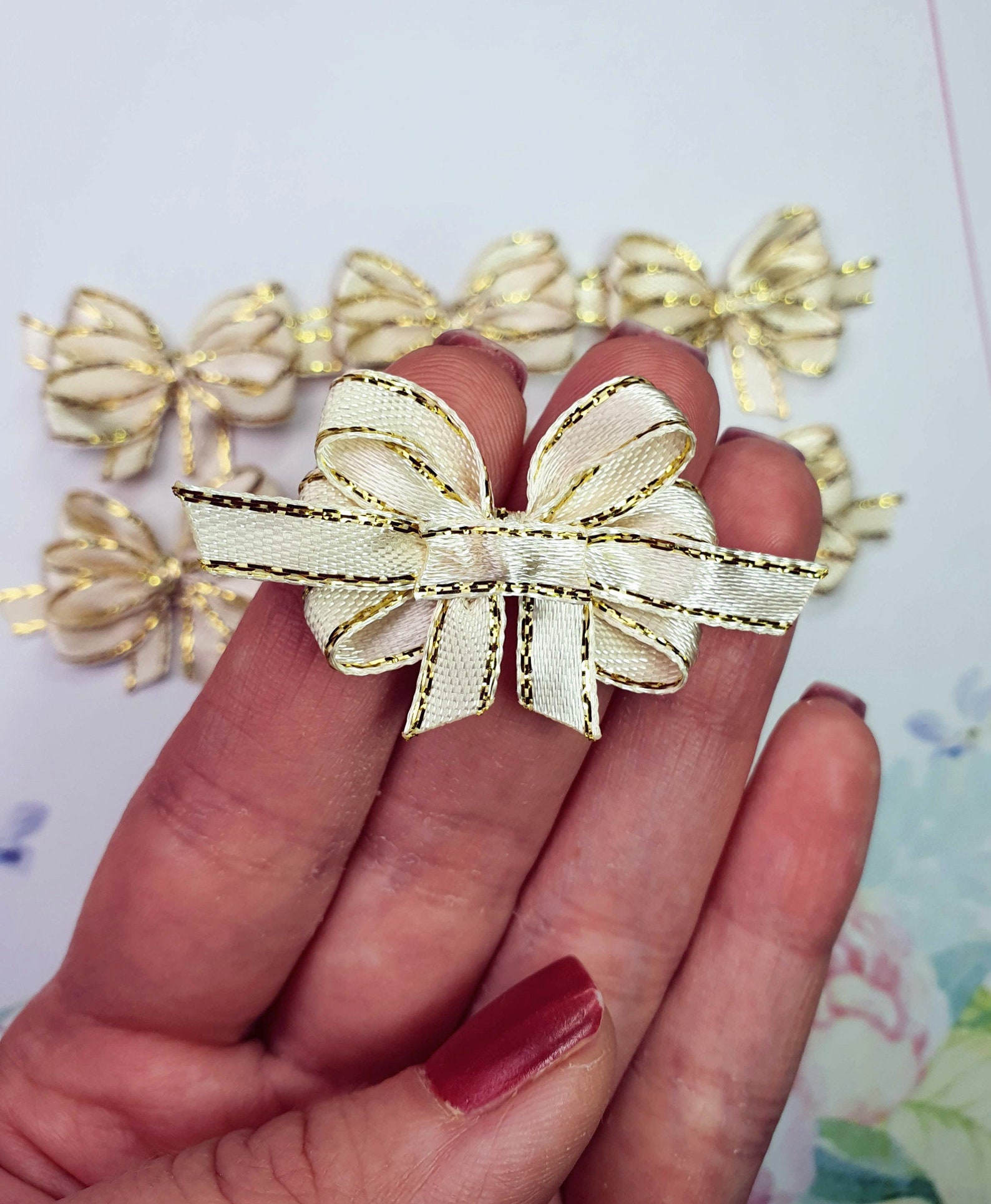 Gold Ivory Craft Bows Small Ribbon Bows Handmade Decorative Etsy