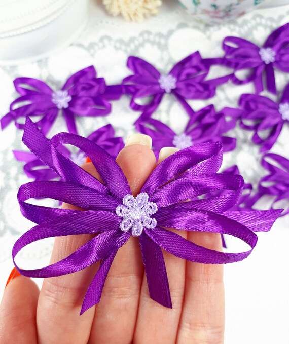 Big Decorative Bows Purple Satin Ribbon Bows Big Gift Etsy
