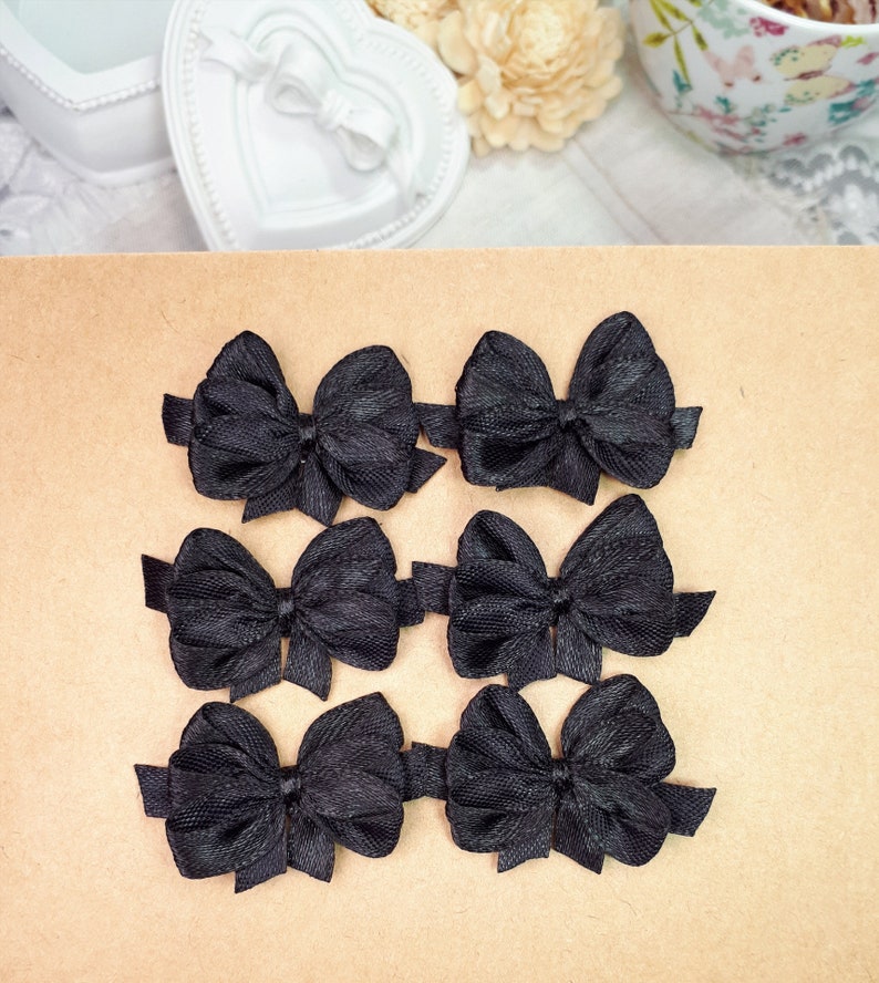 Black Craft Bows Satin Ribbon Bows Black Applique Bows Mini - Etsy