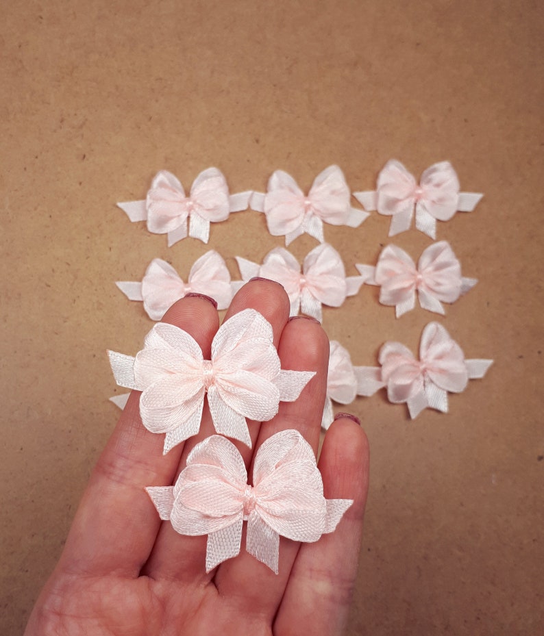 Baby Peach Applique Bows Satin Ribbon Bows Small Ribbon Etsy