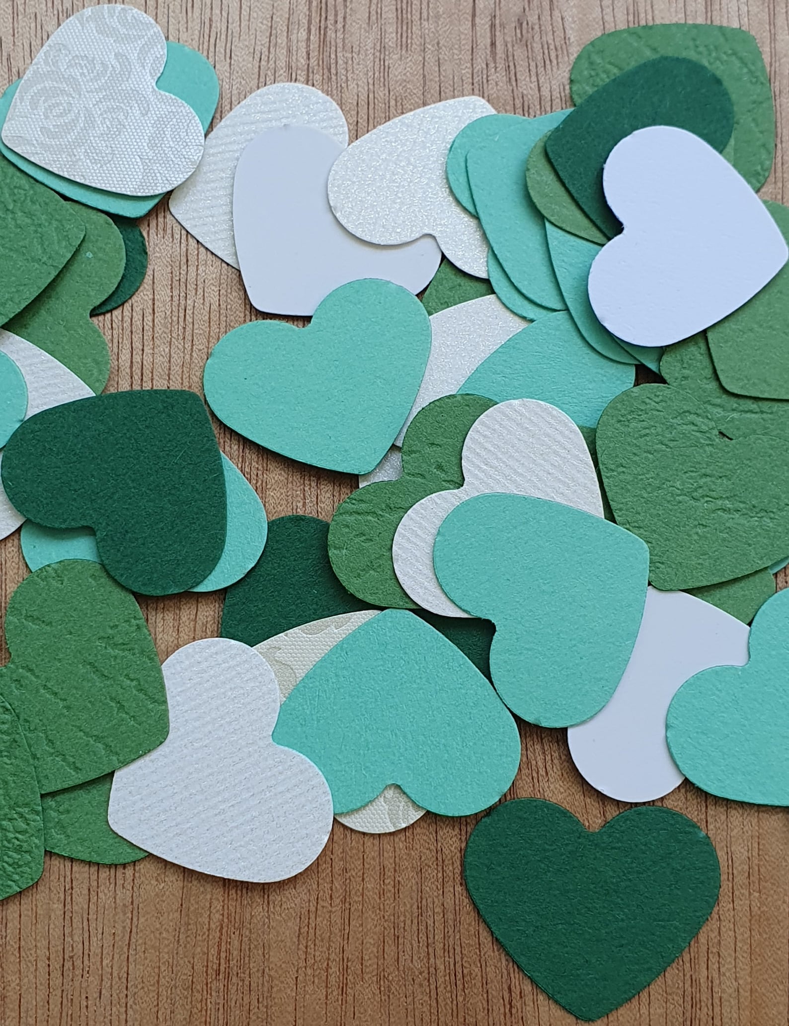 50 Pcs Mixed Green Cardstock Hearts Assorted Paper Hearts Etsy