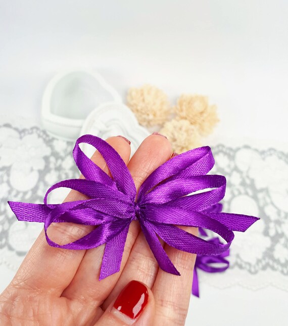 Big Purple Ribbon Bows Satin Ribbon Bows Purple Decorative Etsy