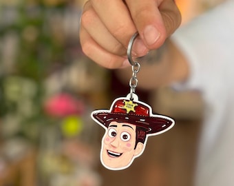 Chaveiro de madeira estampado do Woody do Toy Story