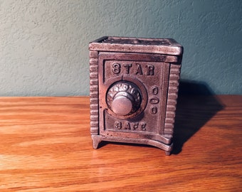 Vintage Cast Iron Star Safe Bank