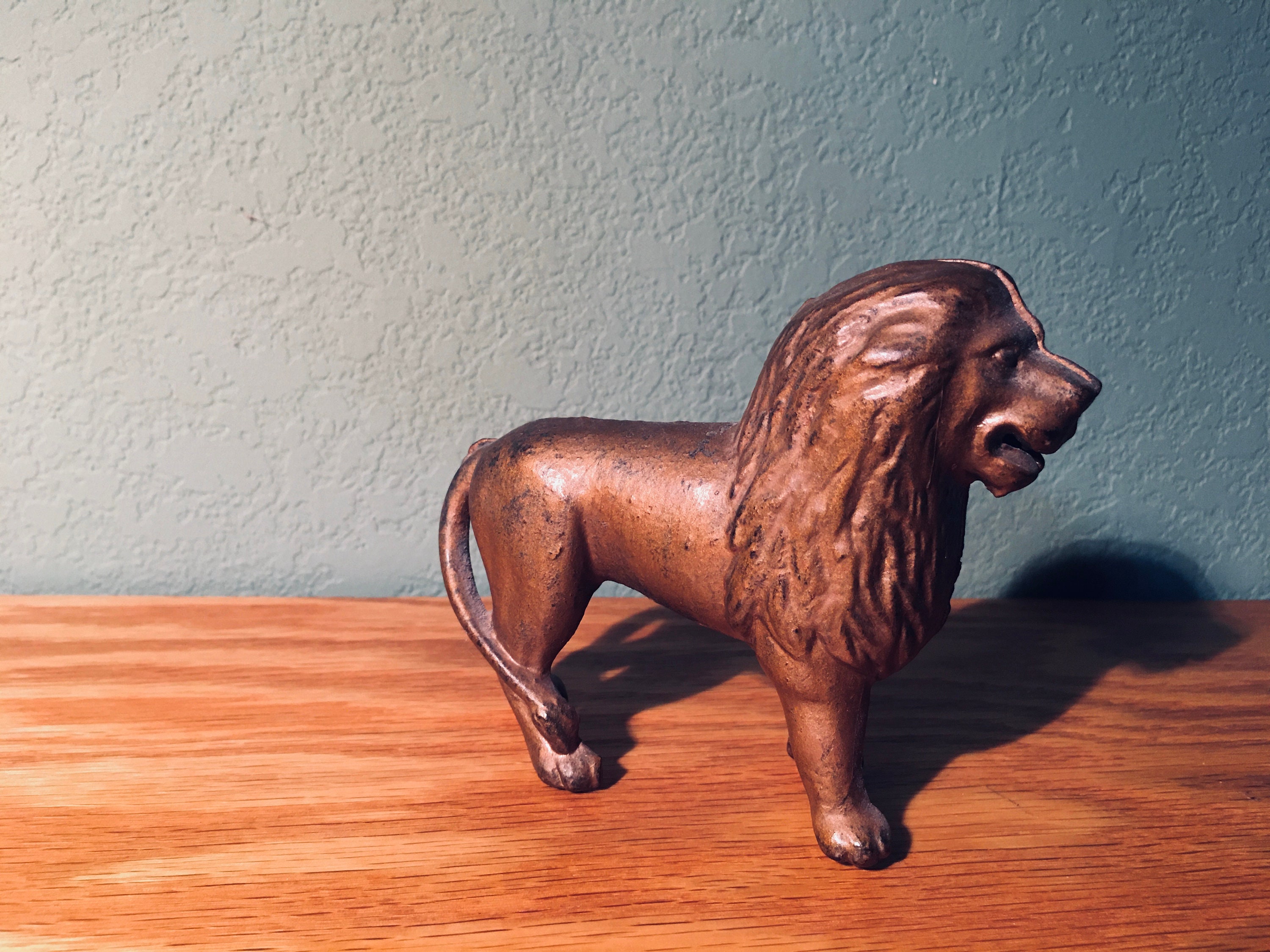 Vintage Cast Iron Lion Bank Etsy