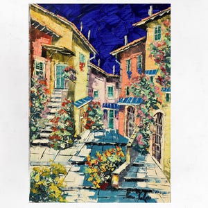 Tuscany painting on canvas, gift for woman, wall art decor. Oil on canvas, palette knife/spatula. 70x50cm (27&quot;x19&quot;)