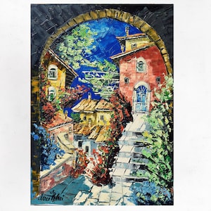 Tuscany painting on canvas, wall ar decor, gift idea. Oil on canvas, palette knife/spatula. 70x50cm(27&quot;x19&quot;)