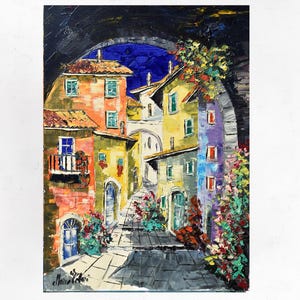 Tuscany painting on canvas, wall art decor, gift idea. Oil on canvas, palette knife/spatula. 70x50cm(27&quot;x19&quot;)