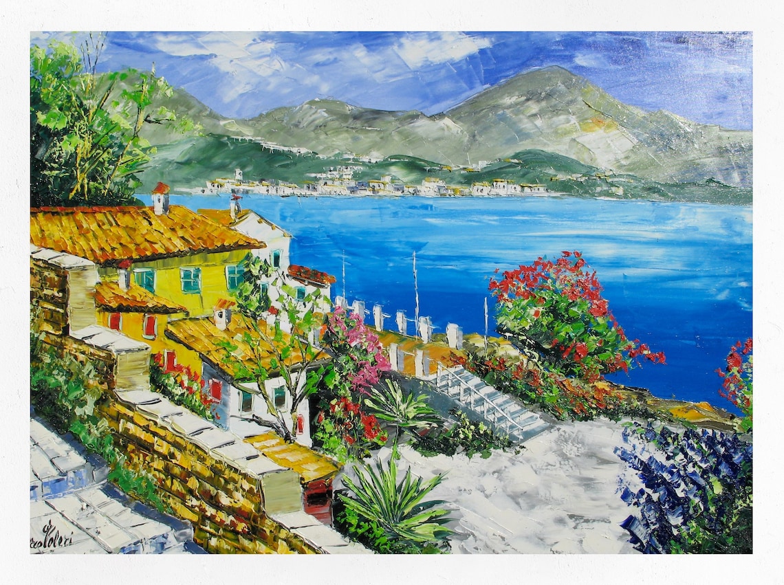 Amalfi Coast Painting on Canvas Wall Art Decor Gift Idea. | Etsy