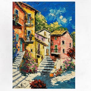 Tuscany painting on canvas, wall art decor, gift idea. Oil on canvas, palette knife/spatula. 70x50cm(27&quot;x19&quot;)
