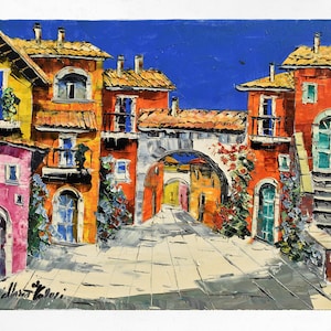 Abruzzo painting on canvas, oil painting, italian painting, Marco Valeri. Oil on canvas, palette knife/spatula. 50x70cm (19&quot;x27&quot;)