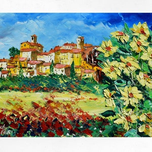Tuscany painting on canvas, , oil painting, Italy, gift, Marco Valeri. Oil on canvas, palette knife/spatula. 50x70cm (19&quot;x27&quot;)