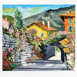 Tuscany painting, oil painting, wall art, Marco Valeri. Oil on canvas, palette knife/spatula. 50x50cm (19"x19")
