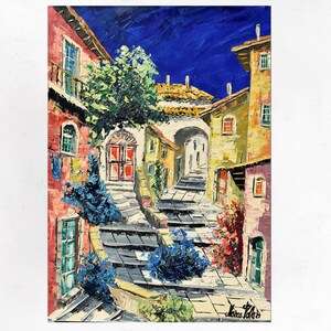 Tuscany painting on canvas, wall art decor, gift idea. Oil on canvas, palette knife/spatula. 70x50cm(27&quot;x19&quot;)