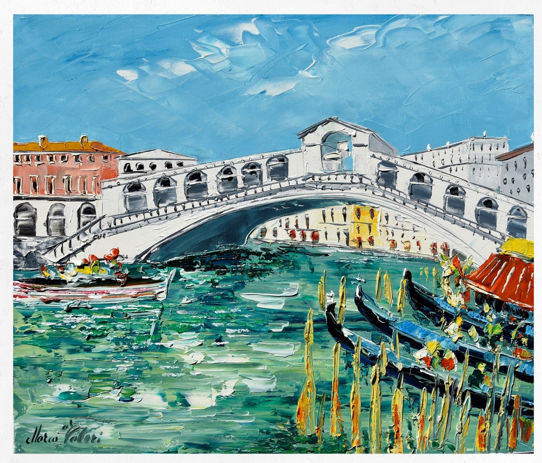 油彩画「ジェラジカ運河にかかっている橋」Vellani Marchi 油彩画「ジェラジカ運河にかかっている橋」Vellani Marchi