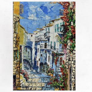 Tuscany painting on canvas, wall ar decor, gift idea. Oil on canvas, palette knife/spatula. 70x50cm(27&quot;x19&quot;)