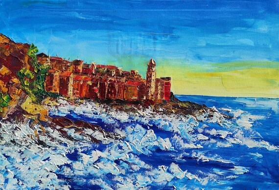 Tellaro Painting on Canvas Cinque Terre Wall Art Decor Gift - Etsy