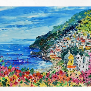 Positano Painting on Canvas Amalfi Coast Gift for Woman - Etsy