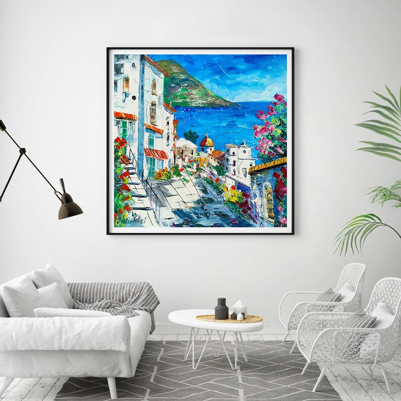 Positano Painting on Canvas Amalfi Coast Wall Art Decor | Etsy