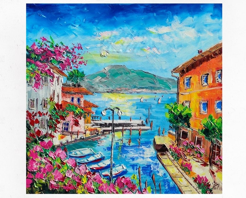 Limone Sul Garda Painting on Canvas Garda Lake Wall Art Etsy