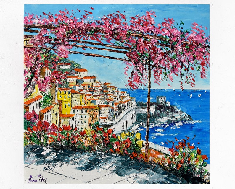 palette knifespatula wall art decor 70x50cm Oil on canvas Amalfi Coast painting on canvas gift idea 27x19 palette knifespatula wall art decor 70x50cm Oil on canvas Amalfi Coast painting on canvas gift idea 27x19
