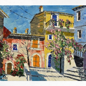 Tuscany painting on canvas, wall art decor, gift idea. Oil on canvas, palette knife/spatula. 50x70 (19.6&quot;x27.5&quot;)