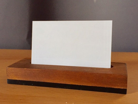 Wood And Acrylic Office Desk Business Card Holder Etsy