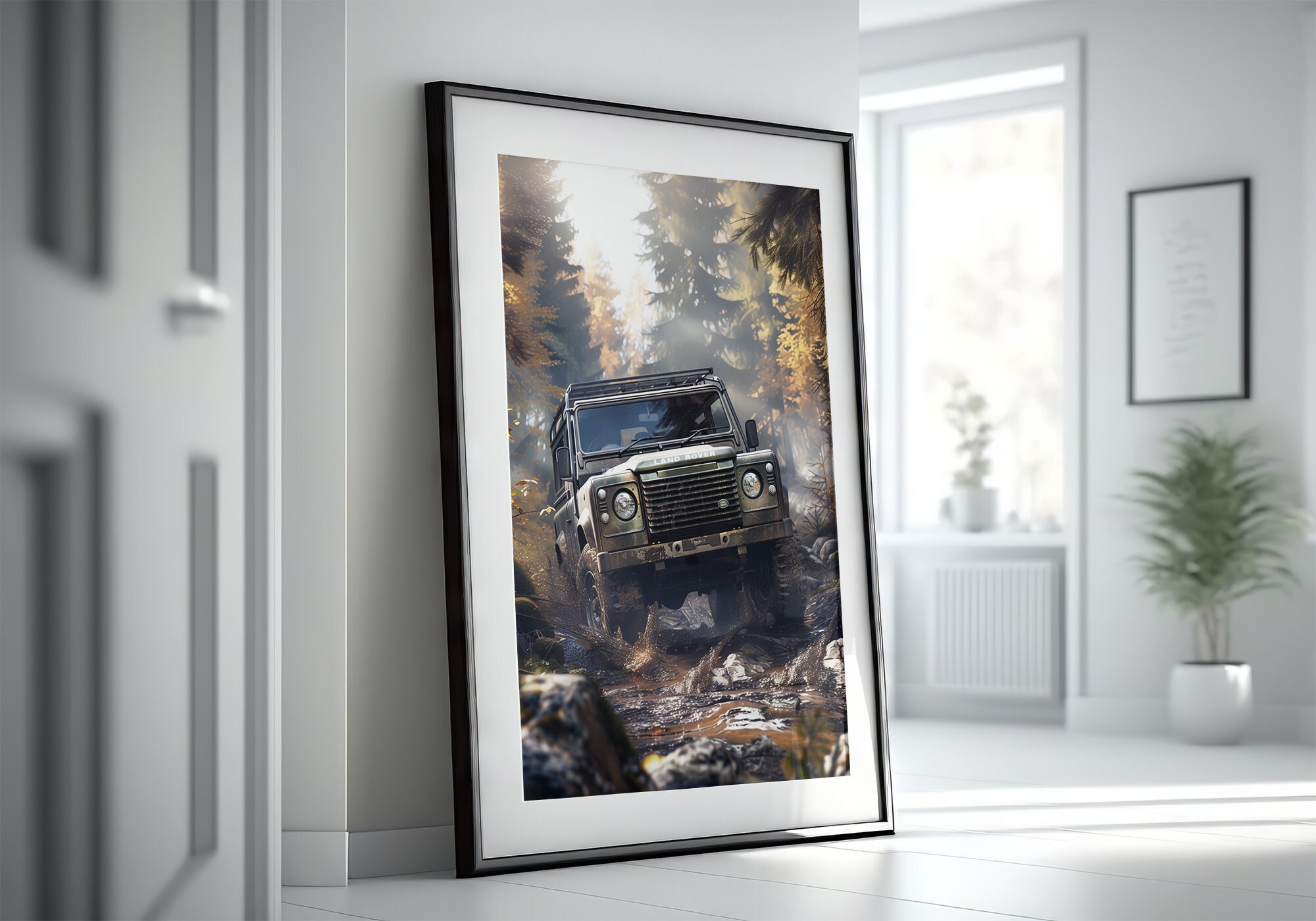 Land Rover Defender 90 Digital Art, off Road Forest Setting, Digital ...