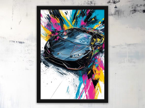 Lamborghini Huracan - Black, White, Paint Splash - Digital