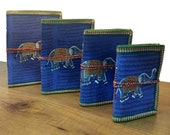 4pc Set Indian Vintage Diary, Elephant Journal Pocket Diary, Blank Sketch Book, Small Size Handmade Notebook, Natural Spiritual Notebook