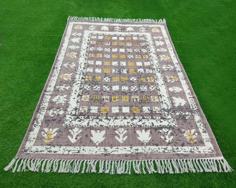 New Indian Cotton Handmade Area Rug Throw Hand Woven Dari Mat New Indian Cotton Handmade Area Rug Throw Hand Woven Dari Mat Image 0