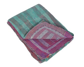 Baumwoll-Kantha-Wendedecke aus Baumwolle, handgefertigte Kantha-Tagesdecke, besondere Vintage-Kantha-Gudari-handgenähte Steppdecke, indische Ralli-Steppdecke