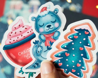 Conjunto de pegatinas navideñas.