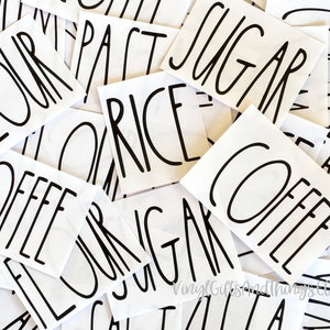 Custom Rae Dunn Inspired Vinyl 3&quot; Decals-Canister Labels-Farmhouse Style Canister Labels-Pantry Organization