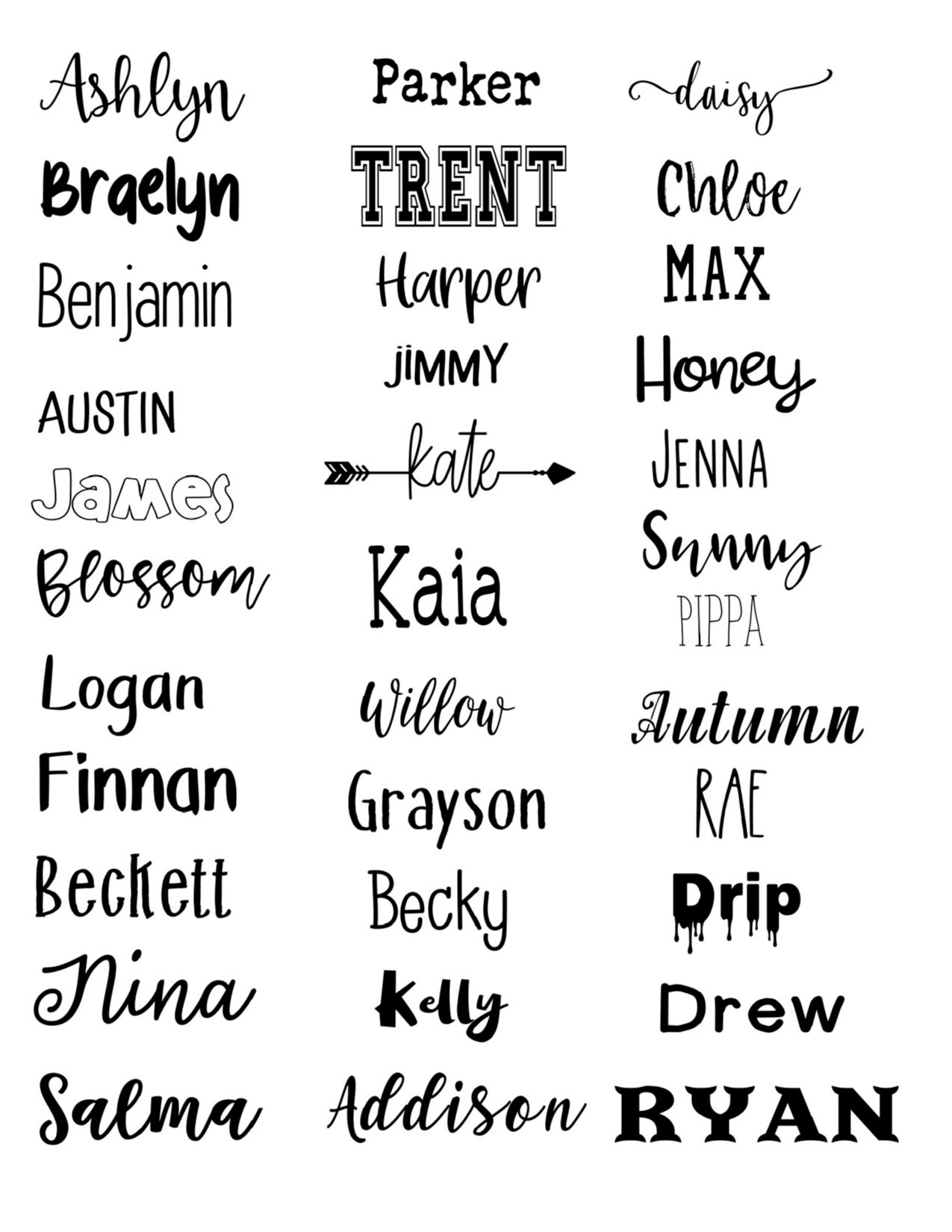 Patterned Vinyl Name Decalcustom Decalname Stickercustom Etsy