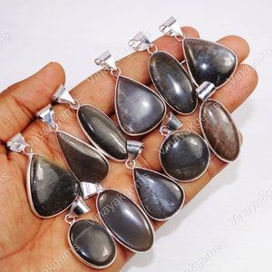 Natural Black Moonstone Pendant, Black Moonstone Gemstone Pendant, Bezel Pendant 925 Silver Plated Gemstone Jewelry.