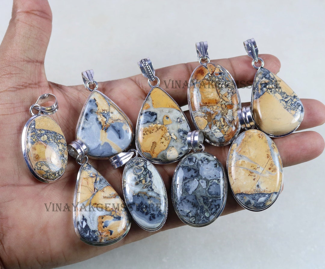 •MALIGANO JASPER ELONGATED OVAL• sterling silver pendant