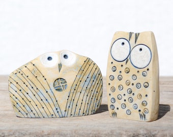 Owl gift sculpture and owl decorations for classroom with barn owl figurine for owl garden decor, Ceramic cute owl gift for owl nursery