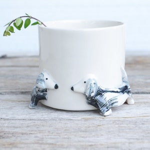 Übertopf Dackel Ornament Hunde Skulptur Sausage Dog Home Décor Pup Garten Tier Statue Indoor Outdoor daschund gift, Dog Memory Gift