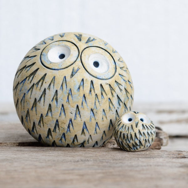 Cadeau hibou unique pour maman bébé hibou pour nouveau-né, décoration de chambre de hibou, cadeau fait main pour amoureux de hibou, figurine de hibou en céramique, décoration de chambre de bébé