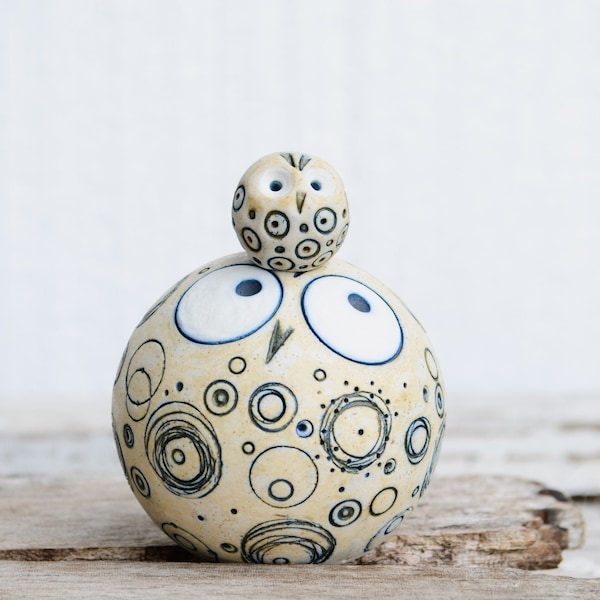Ceramic owl decor for home, barn owl art,  Baby owl gift mom, Cute owl gift her, Ceramic owl figurines, owls figurines statues  sculptures