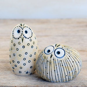 2 Owls ceramic figurine and owl gift sculpture for owl garden decor with barn owl figurine, owl teacher gift  owl decorations  with barn owl